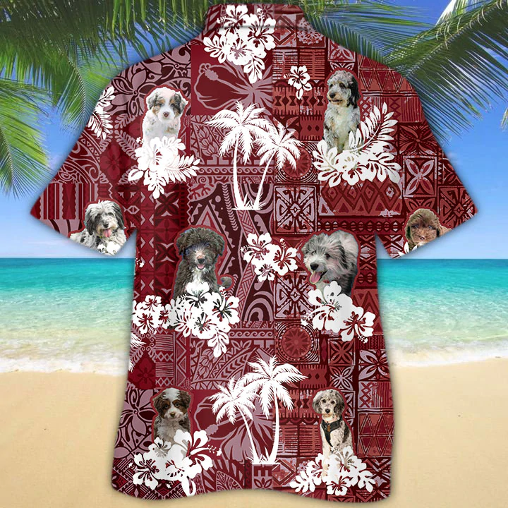 Aussie Doodle Red Hawaiian Shirt/ Hawaiian shirt For men/ Women/  Aloha Shirt For Summer