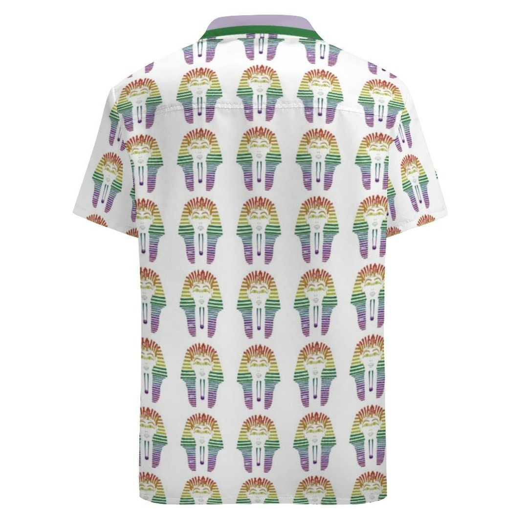 Rainbow Gay Lgbtq Pride Month Egyptian Pharaoh Hawaiian Vintage Shirt Mens Button Down Tropical Hawaii Beach Shirts