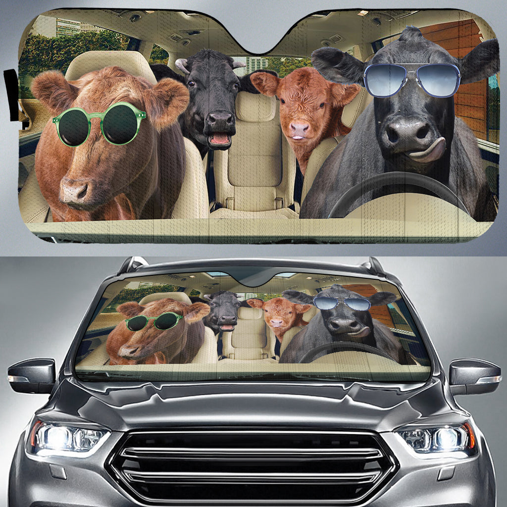 Funny Angus Cattle Car Sun Shade/ Car Sunshade Cover For Farmer