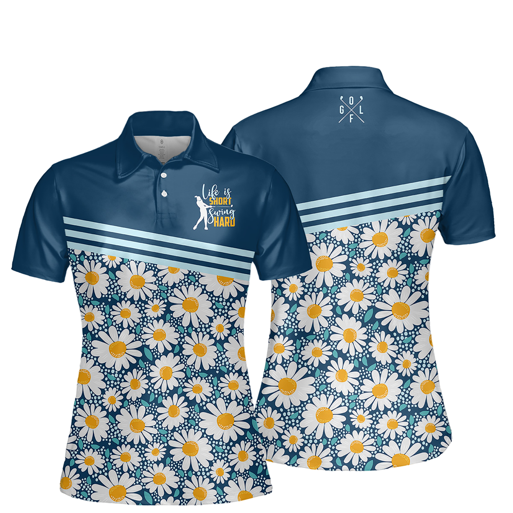 Life Is Short Swing Hard Daisy Sleeveless Golf Polo Shirt/ Short Sleeve Polo Shirt for woman