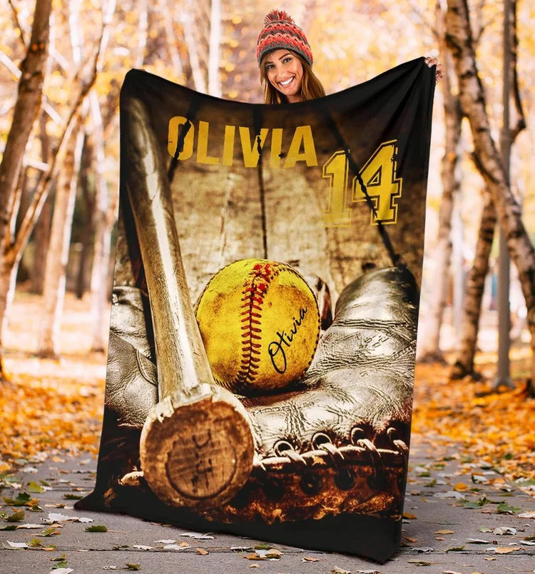Personalized Lovely Kid Baseball Blanket for Comfort & Unique/ Baseball Blanket Gift For Son Daughter From Mom Dad