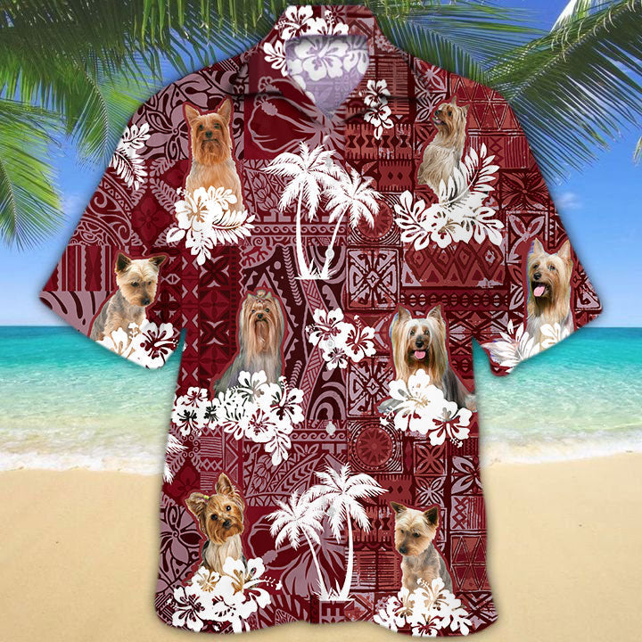 Silky Terrier Hawaiian Shirt/ Summer Aloha Beach Shirt For Dog Lovers