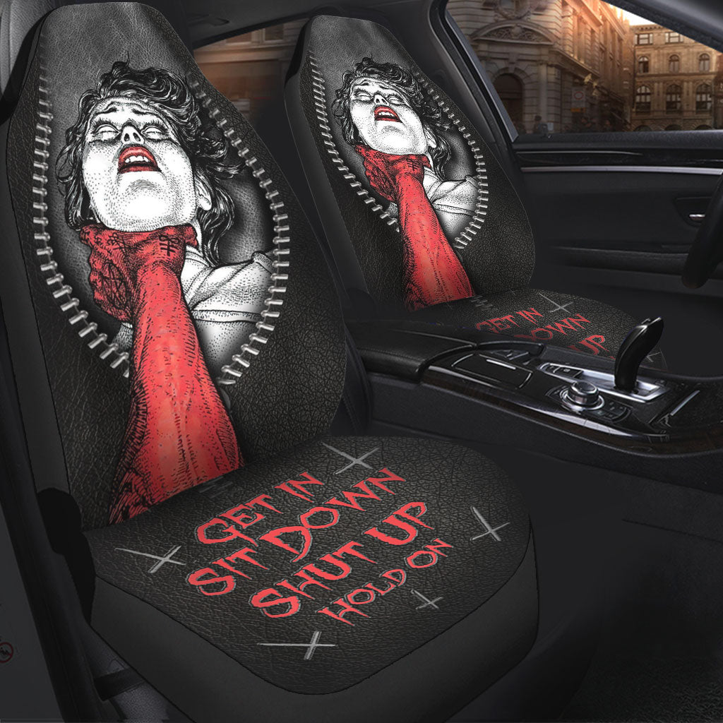 Front Car Seat Cover For Halloween/ Get In Sit Down Shut Up Hold On/ Satan Seat Covers For Men Women