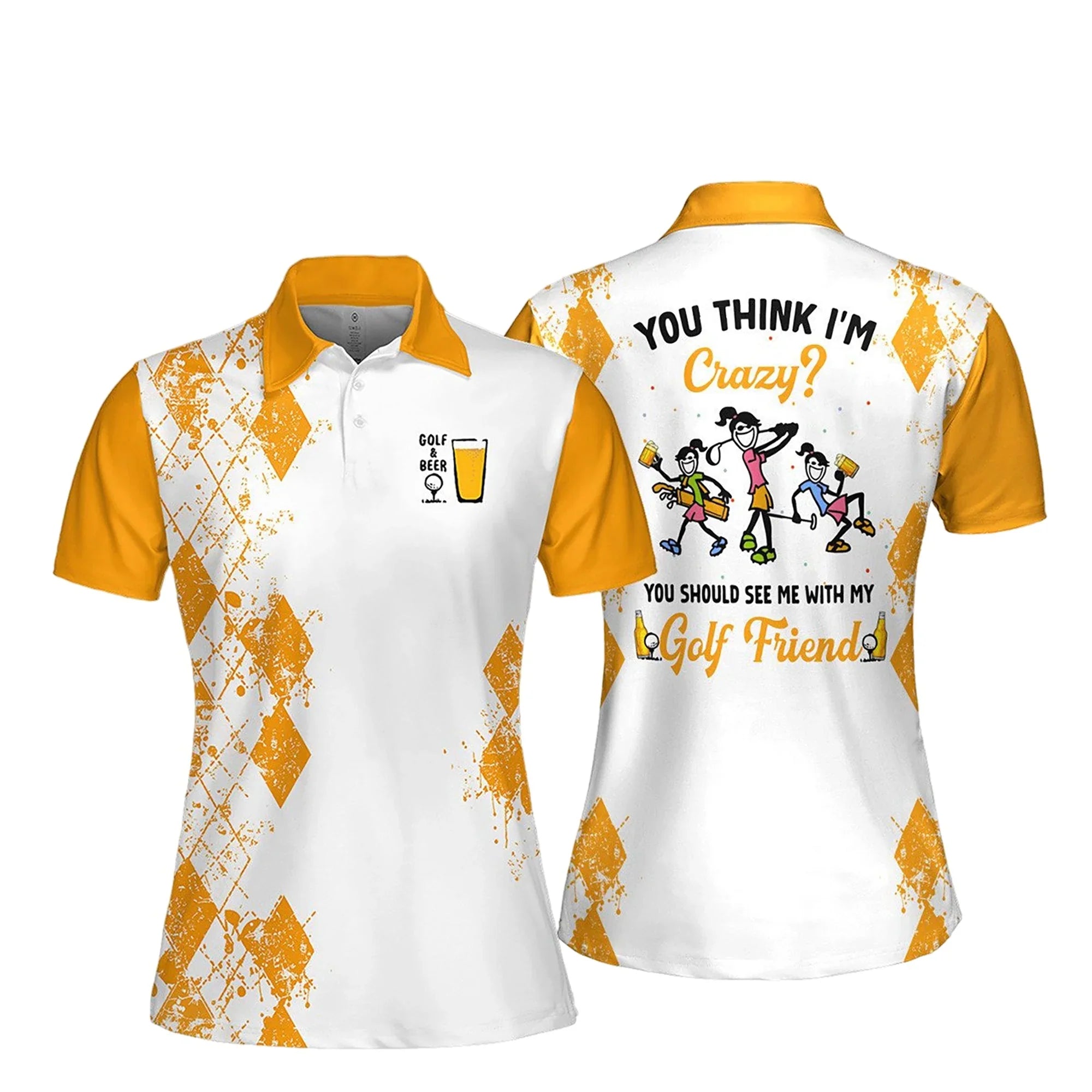 You Should See Me With My Golf Friends Beer Version Women Short Sleeve Polo Shirt