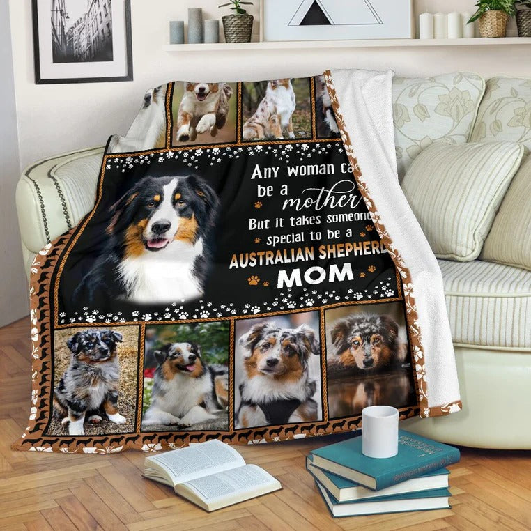 Dog Blanket/ Australian Shepherd Any Women Can Be A Mother Dog Mom Gift Throw Soft Cozy Blanket