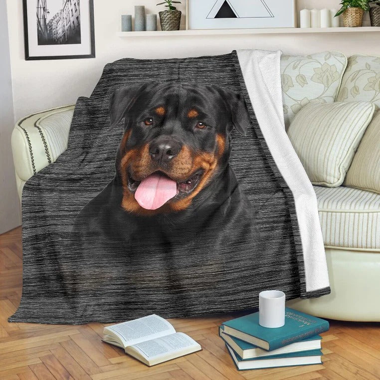 Dog Blanket/ Black Rottweiler Full Print Blanket Throw Fleece Soft Premium Blanket Bedding Decor