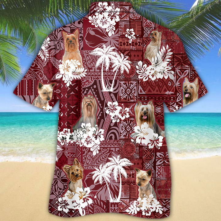 Silky Terrier Hawaiian Shirt/ Summer Aloha Beach Shirt For Dog Lovers