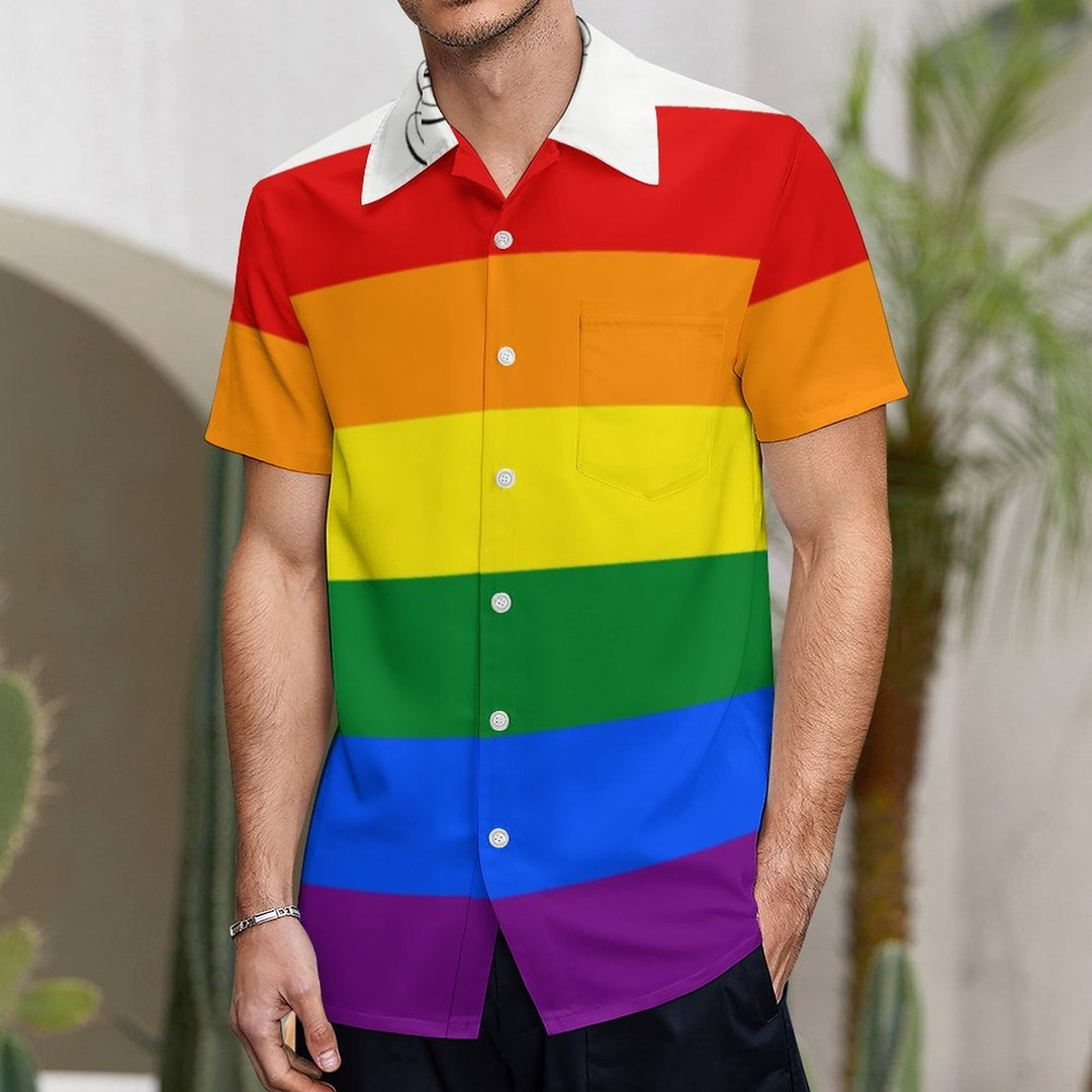 Love Equality Rainbow Flag Lgbt Lesbian Gay Pride Hawaiian Vintage Shirt Mens Button Down Tropical Hawaii Beach Shirts