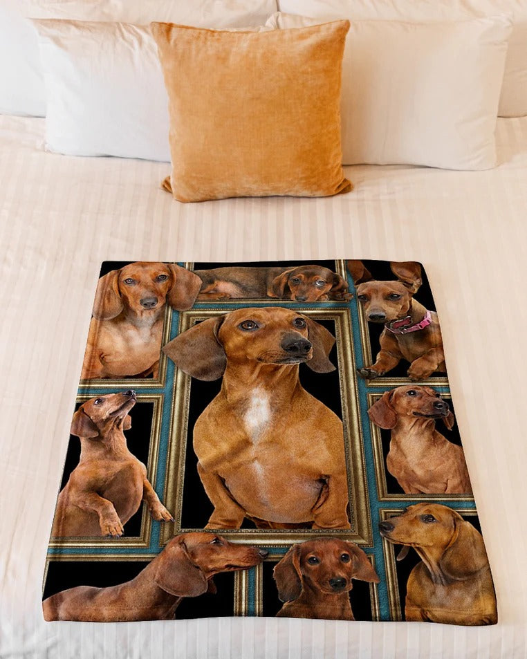 Coolspod - Dog Blanket Dachshund Picture Fleece Blanket Sherpa Blanket For Dog Lover Animal Blanket