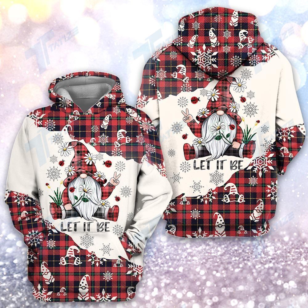 Let it be gnome Christmas Hoodie 3D All over Print Xmas Hoodie For Mom Sister