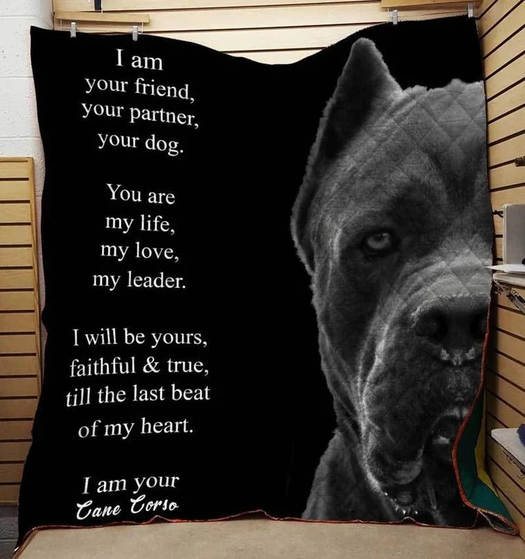 Dog Blanket/ Cane Corso Blanket/ I Am Your Friend Partner I Am Your Cane Corso Throw Soft Warm Blanket/ Gift For Dog Lover