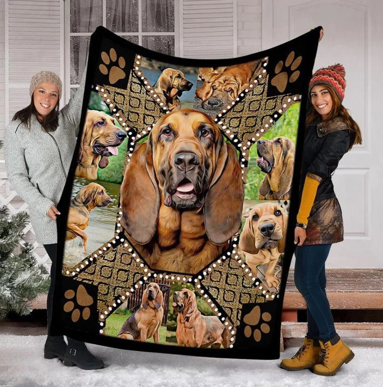 Bloodhound Blanket/ Cute Bloodhound Embroidery Dog Lovers