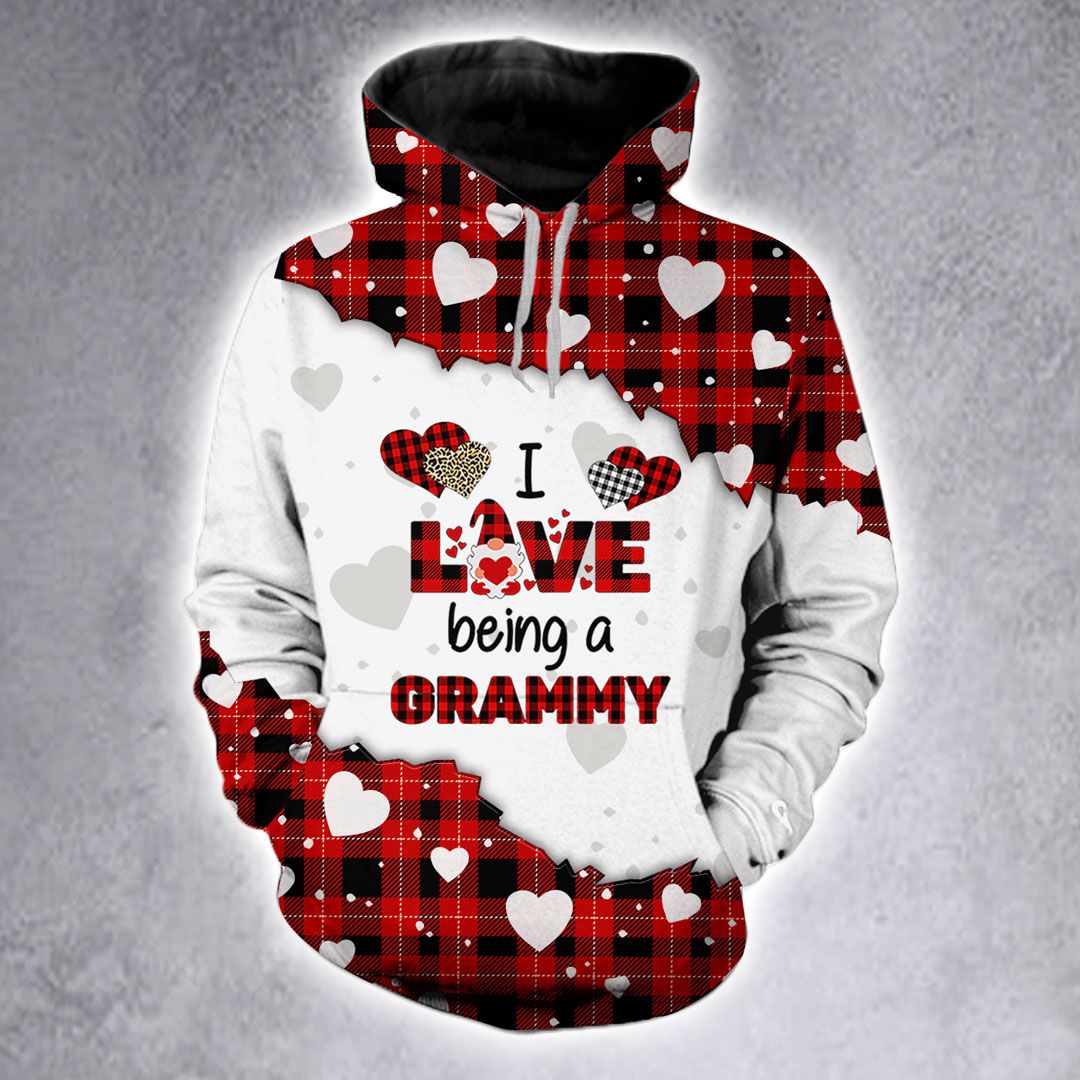 I Love Being A Grammy Leopard Red Buffalo Christmas Hoodie