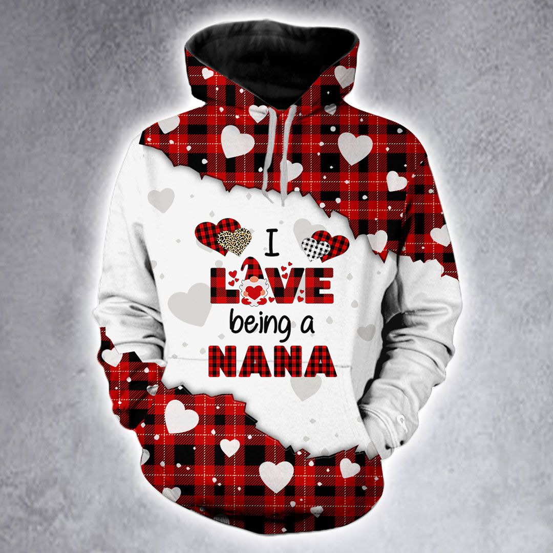 I Love Being A Nana Leopard Red Buffalo Christmas Hoodie