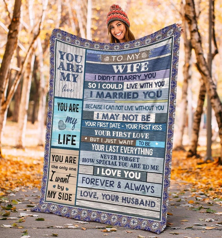 Gift For Wife Blanket/ To My Wife I Love You Forever And Always - Love From Husband/ Valentine Gift For Wife