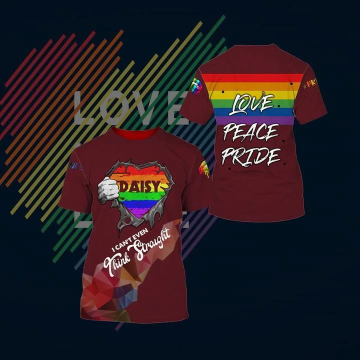 Custom With Name Rainbow Peace Sign/ I Can''t Even Think Straight Shirt/ Straight Pride Shirt/ Shirt For Pride
