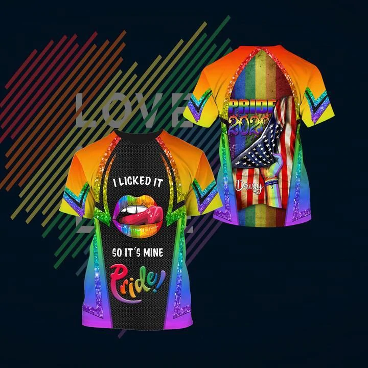 Personalized Pride Shirt With Name And Year/ I Licked It So It Is Mine/ Gift For Gaymer/ 3D Shirt For Pride