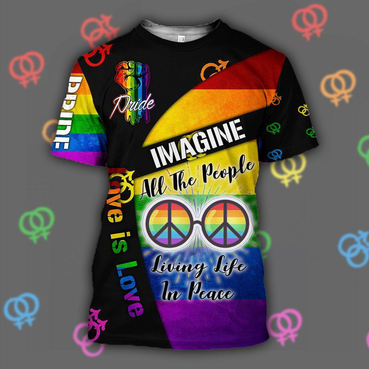Ally Support T Shirt/ All The People Living Life In Peace/ Pride Shirt/ Ally T Shirt