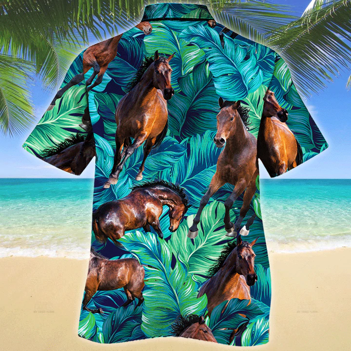 Horse Lovers Gift Hawaiian Shirt/ Horse Hawaiian shirt vintage flower/ Horse aloha shirt