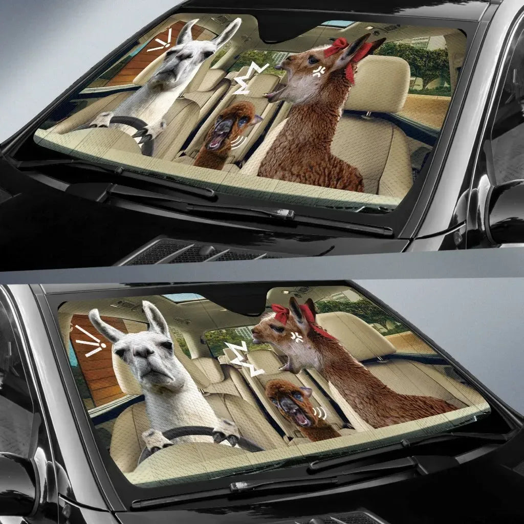 The Funny Couple Llamas Noisy Right Hand Drive Car Sun Shade Cover Auto Windshield Coolspod