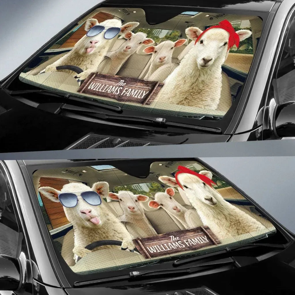 Sheep Right Hand Drive Custom Name Car Sun Shade Cover Auto Windshield Coolspod