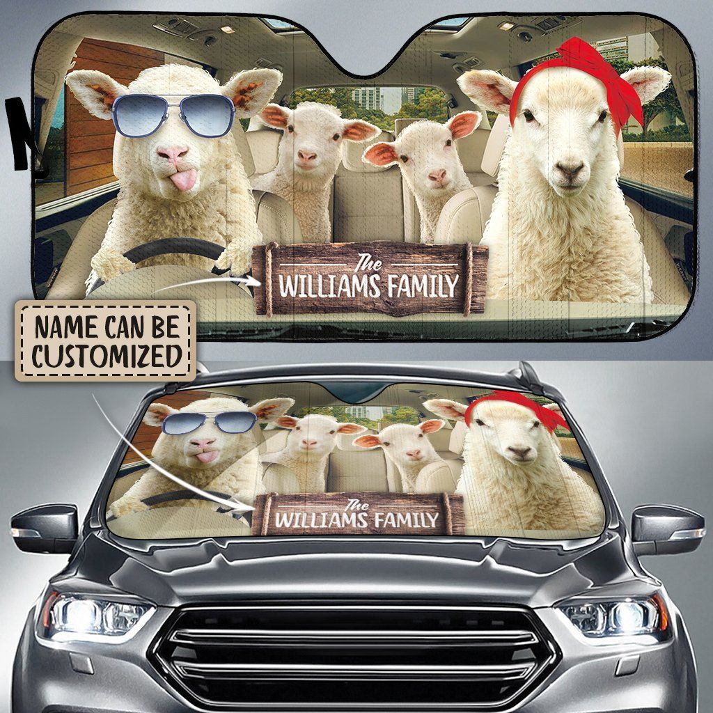 Sheep Right Hand Drive Custom Name Car Sun Shade Cover Auto Windshield Coolspod