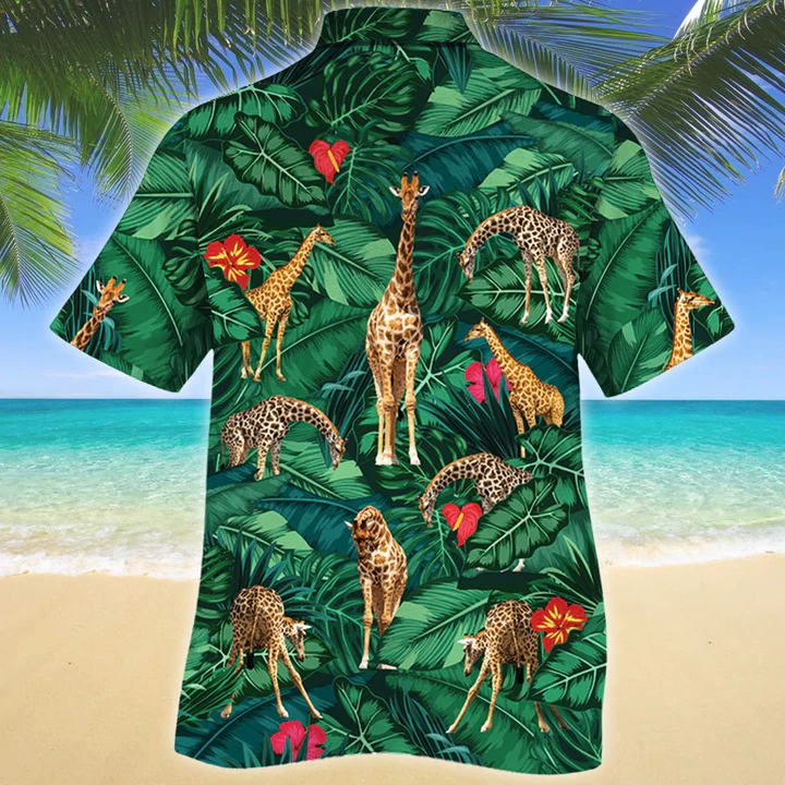 Giraffe Lovers Gift Hawaiian Shirt/ Giraffe Hawaiian Shirt Men/ Short Sleeve Hawaiian Aloha Shirt