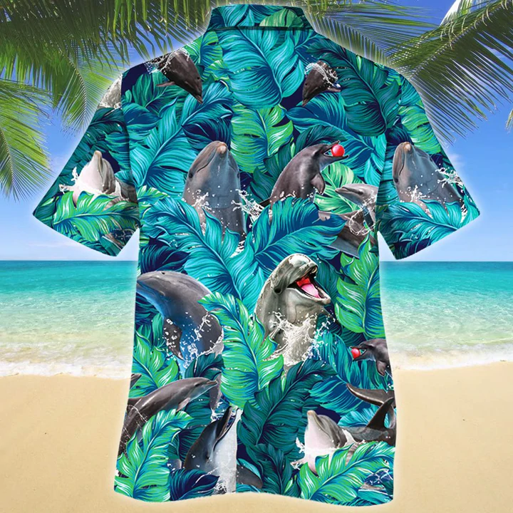 Dolphin Hawaiian Shirt/ Animal Hawaiian Shirt Men/ women/ Gift for Dolphin lovers