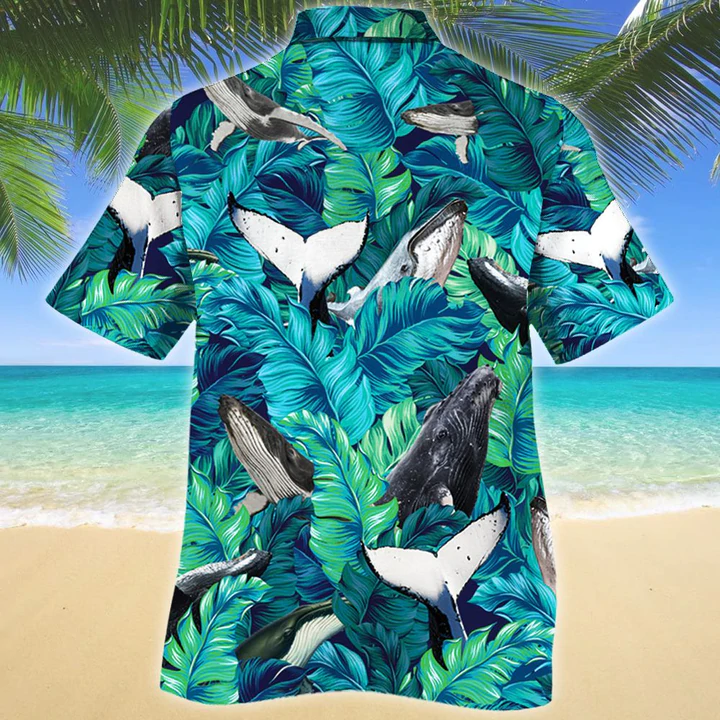 Whale Lovers Gift Hawaiian Shirt/ Whale aloha shirt/ Summer Short Sleeve Hawaiian Aloha Shirt for men/ Women