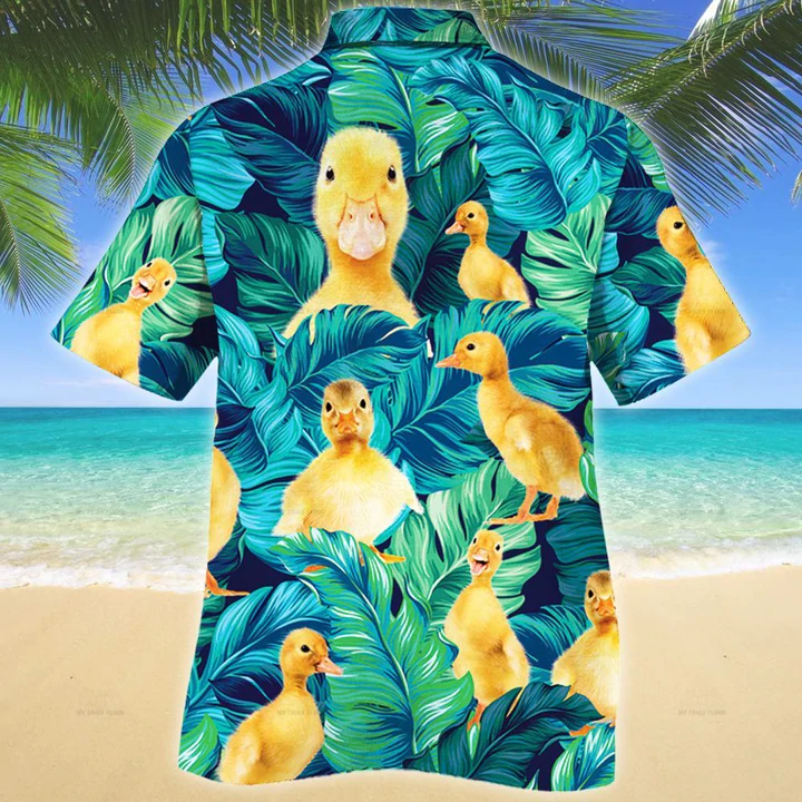 Duckling Lovers Hawaiian Shirt/ Men Hawaiian Shirts - Casual Button Down Short Sleeve Shirt