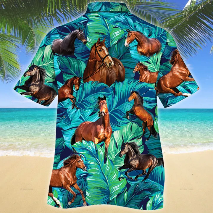 Thoroughbred Horse Lovers Hawaiian Shirt/ Animal Hawaiian Shirt Men/ women/ Gift for horse lovers