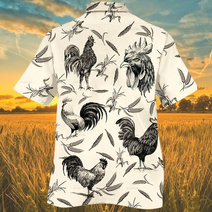 Rooster Farm Lovers Hawaiian Shirt/ Animal Farm Rooster Men Hawaiian Shirts