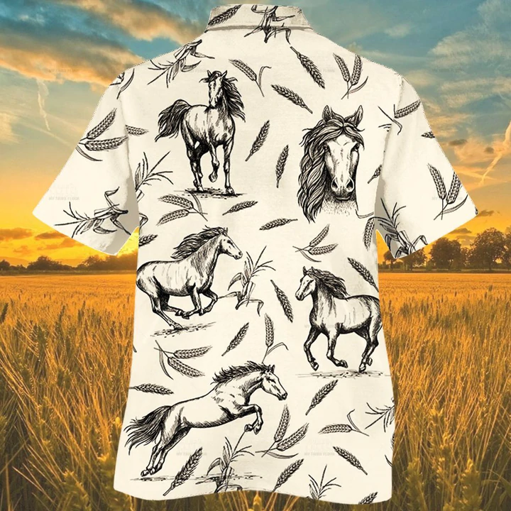 Horse Farm Lovers Hawaiian Shirt/ Animal Farm Horse Men Hawaiian Shirts