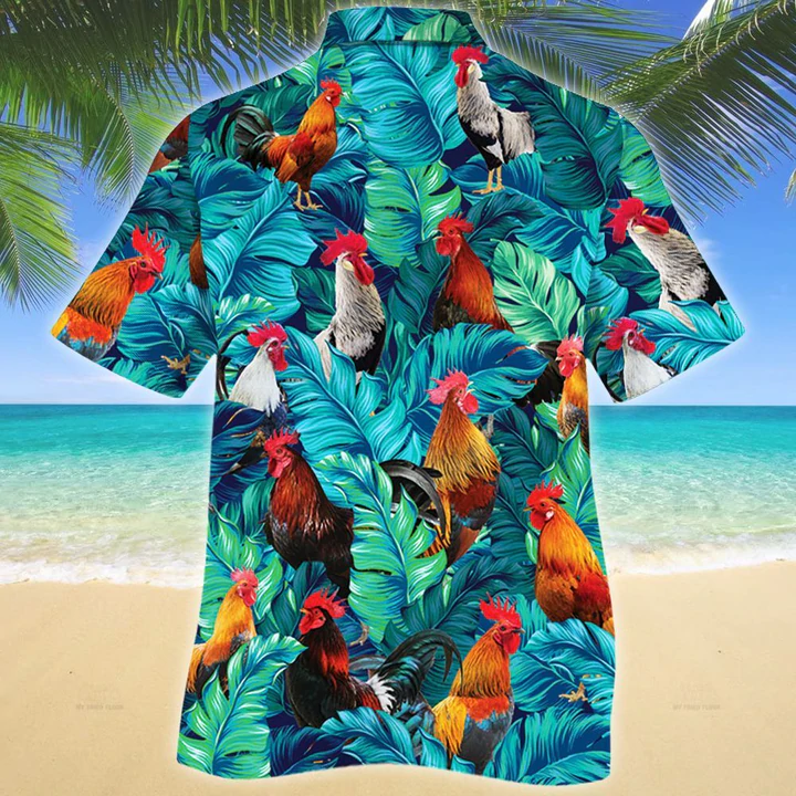 Rooster Lovers Gift Hawaiian Shirt/ Rooster aloha shirt/ Summer Short Sleeve Hawaiian Aloha Shirt for men/ Women