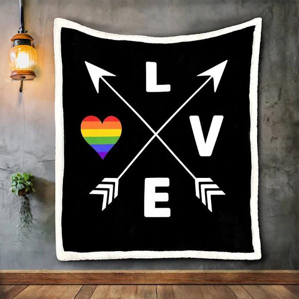 Lgbt Rainbow Pride Blanket/ Love Is Love Pride Lgbt Quilt/ Blanket For Lgbtq/ Gaymer Gift