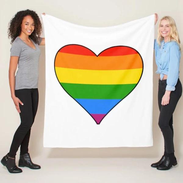 Lgbt Rainbow Blanket/ Heart Pride Fleece Blanket/ Blanket For Pride Month