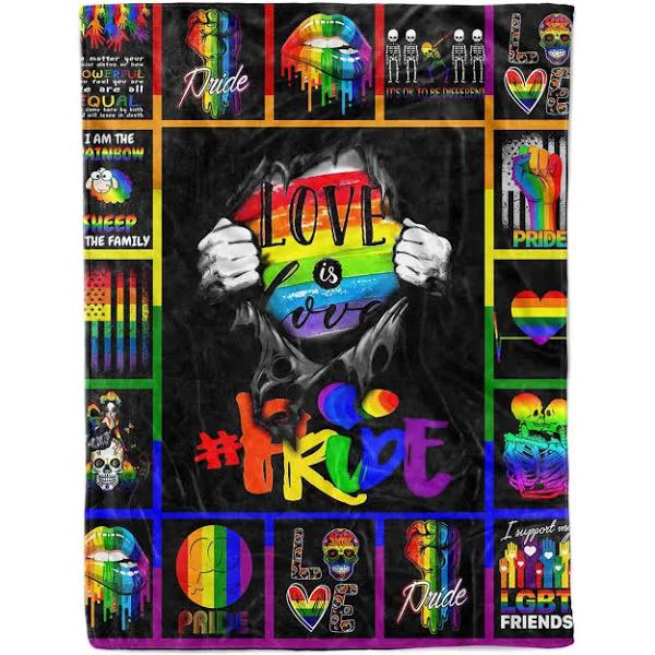 LGBTQ Pride Blanket. I Am Rainbow Sheep Quilt Blanket Large Size For Couple Gay Man/ I Support My Lgbt Friend