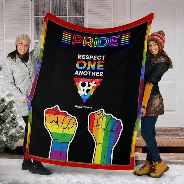Lgbt Pride Respect One Another Sherpa Fleece Blanket/ Lgbtq Pride Blanket