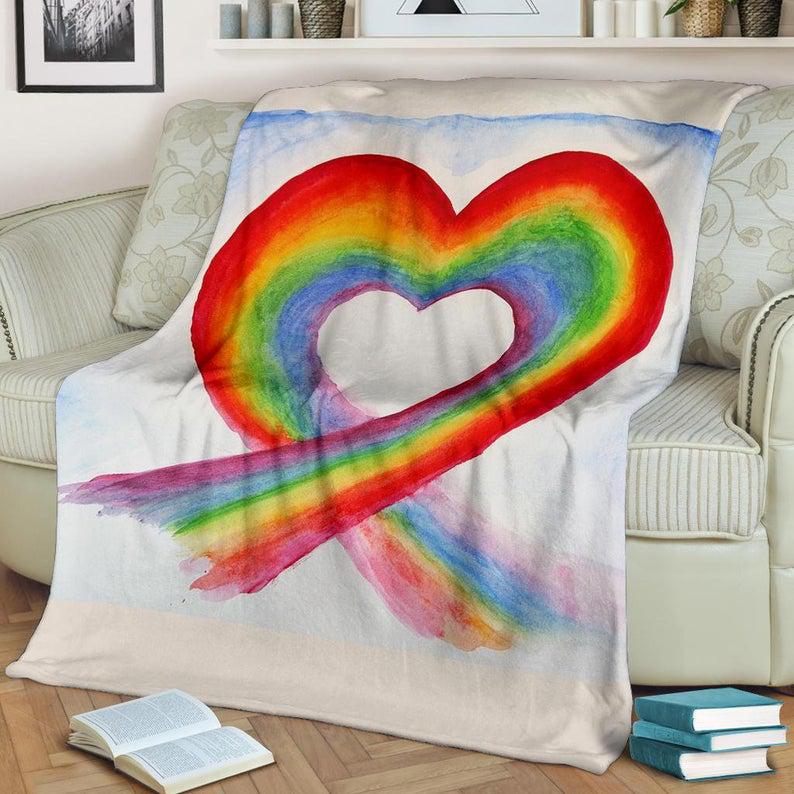 Rainbow Blanket/ Lgbt Throw Blanket/ Rainbow Fleece Blanket/ Pride Adult Kid Blanket/ Rainbow Gifts