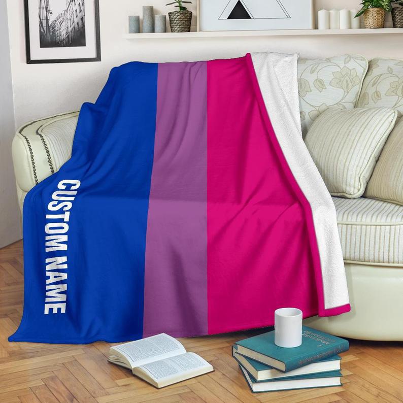 Personalized Bisexual Pride Blanket/ Lgbt Throw Blanket/ Bisexual Fleece Blanket/ Bisexual Gifts