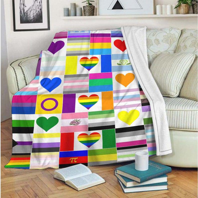 Pride Blanket/ Love Is Love Lgbt Support Blanket/ Blanket For Ally Support/ Gift For Transgender/ Bisexual Quilt