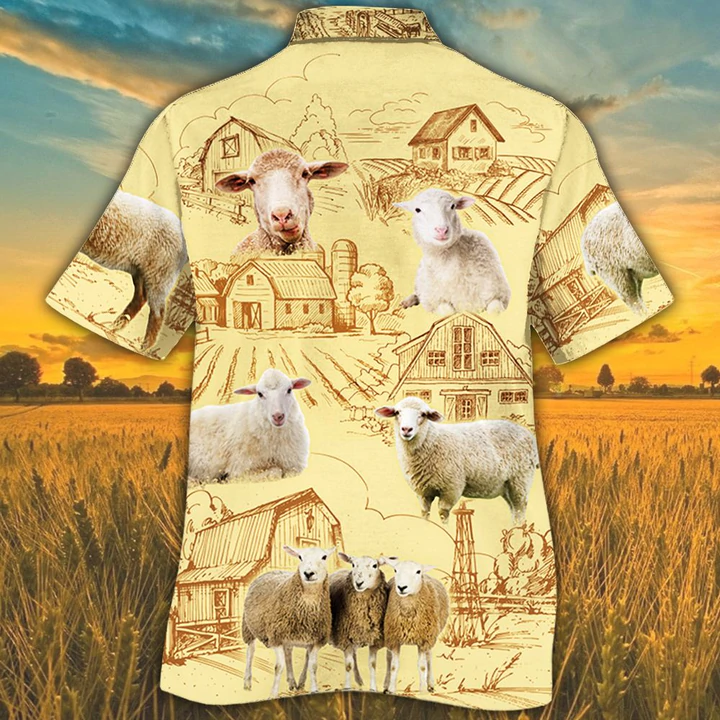 Sheep Lovers Farm Hawaiian Shirt/ Farm sheep Short Sleeve Hawaiian Aloha Shirt for Men/ Women
