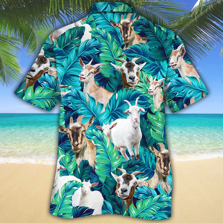 Goat Lovers Hawaiian Shirt/ Goat Short Sleeve Hawaiian Aloha Shirt/ Hawaii shirt for men/ Hawaii shirt women