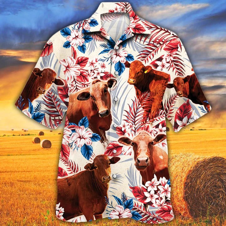 Beefmaster Cattle Lovers Texas Flag Hawaiian Shirt/ Cow Hawaiian Shirt For Men And Women