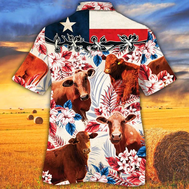 Beefmaster Cattle Lovers Texas Flag Hawaiian Shirt/ Cow Hawaiian Shirt For Men And Women