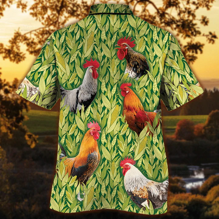 Rooster Chicken Hawaiian Shirt/ Animal Hawaiian shirt/ Gift for chicken lovers