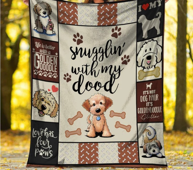 Snugglin'' With My Dood Goldendoodle Blanket Gift For Dog Lovers Birthday Gift Home Decor Bedding Couch Sofa Soft and Comfy Cozy
