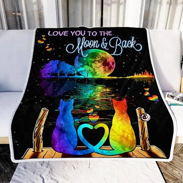 Lgbt Couple Cat The Happiest I Discovered You Loved Me Too Fleece Blanket Gift For Pride Cat Lovers