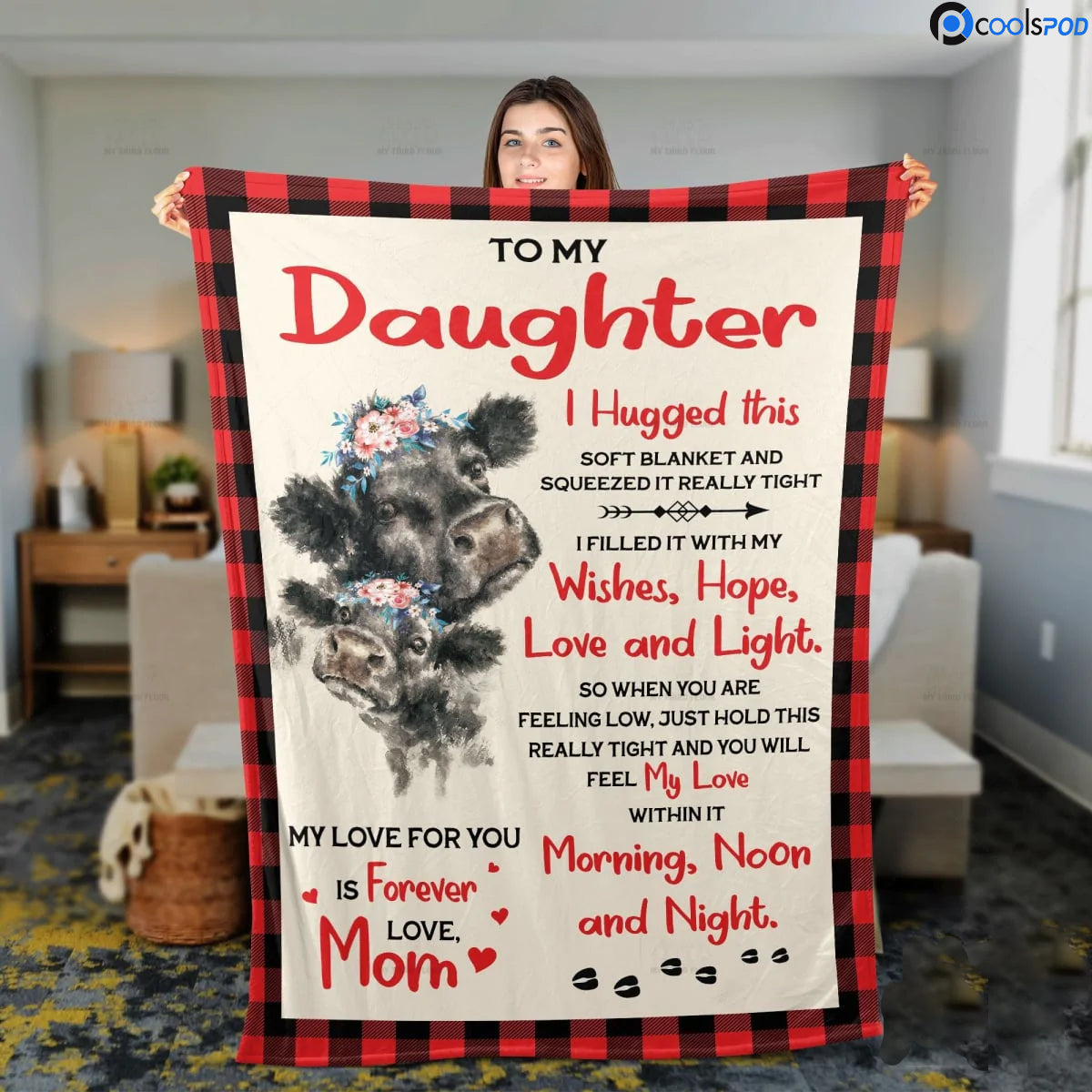 From Mom To Daughter Black Angus Cattle Lovers Premium Blankets/ Gift For Daughter