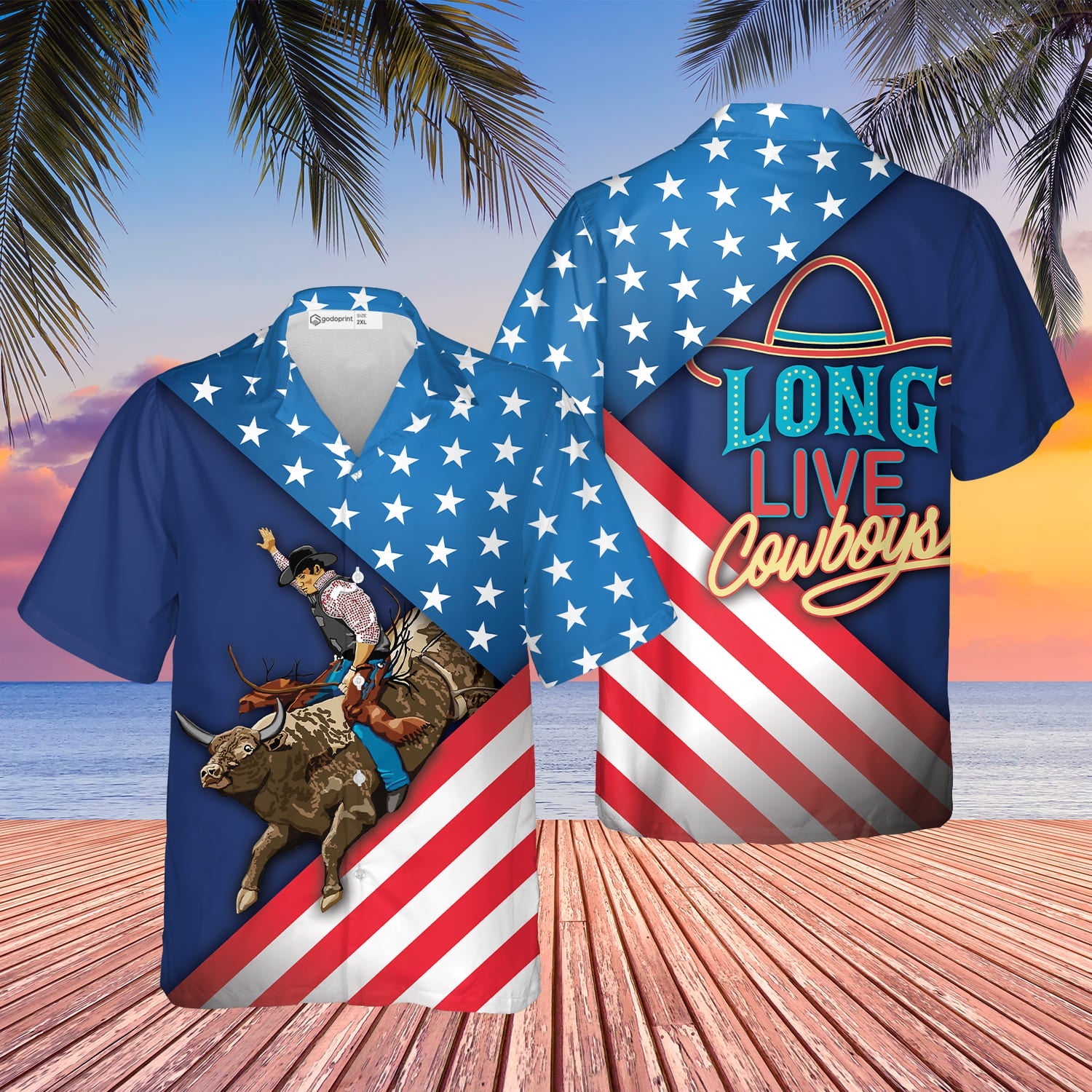 Long Live Cowboy Shirts/ American Bull Riding Hawaiian Shirt